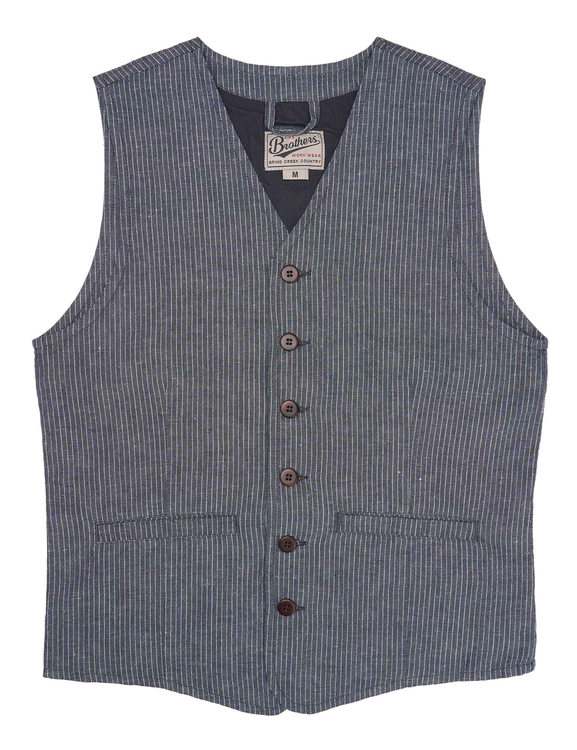 1905 Hauler Vest grey striped linen